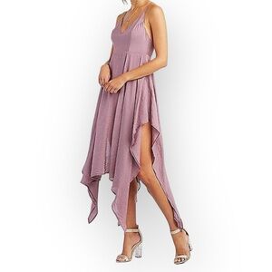 CHARLOTTE RUSSE Satin Handkerchief Hem Maxi Dress sz Medium‎ Small Purple party